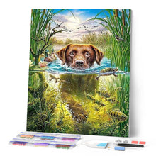 Charger l'image dans la galerie, Broderie Diamant | Broderie Diamant - Chien dans le ruisseau | animaux Broderie Animaux chiens | FiguredArt
