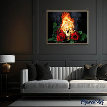 Charger l'image dans la galerie, Broderie Diamant | Broderie Diamant - Feu de Roses et Crâne | Broderie Fleurs fleurs | FiguredArt