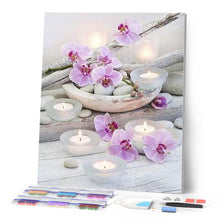 Charger l'image dans la galerie, Broderie Diamant - Fleurs et Bougies 40x50cm toile tendue sur châssis