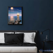 Charger l'image dans la galerie, Broderie Diamant | Broderie Diamant - Phare de mer et Grande Lune | Broderie Paysages paysages | FiguredArt