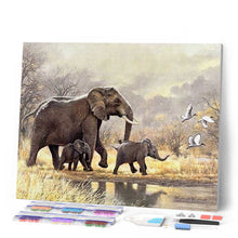 Charger l'image dans la galerie, Broderie Diamant | Broderie Diamant - Famille dEléphants dans la savane | animaux Broderie Animaux éléphants | FiguredArt