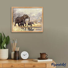 Charger l'image dans la galerie, Broderie Diamant | Broderie Diamant - Famille dEléphants dans la savane | animaux Broderie Animaux éléphants | FiguredArt