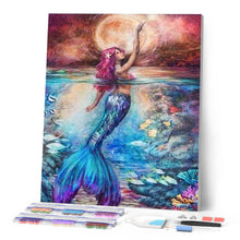 Charger l'image dans la galerie, Broderie Diamant | Broderie Diamant - Sirène dans la mer | Broderie Romantique romantique | FiguredArt