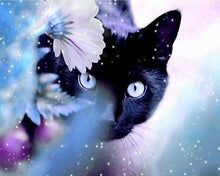 Charger l'image dans la galerie, Broderie Diamant | Broderie Diamant - Chat et Fleur | animaux Broderie Animaux chats | FiguredArt