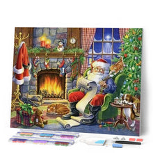 Charger l'image dans la galerie, Broderie Diamant | Broderie Diamant - Père Noël au bord de la cheminée | Broderie Religion Noël | FiguredArt