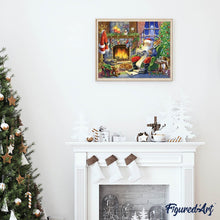 Charger l'image dans la galerie, Broderie Diamant | Broderie Diamant - Père Noël au bord de la cheminée | Broderie Religion Noël | FiguredArt