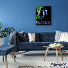 Charger l'image dans la galerie, Broderie Diamant | Broderie Diamant - Grappe de raisin et Vin | Broderie Cuisine cuisine | FiguredArt