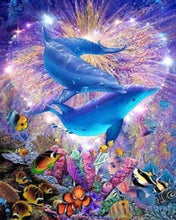 Charger l'image dans la galerie, Broderie Diamant | Broderie Diamant - Dauphins des Mers | animaux Broderie Animaux dauphins | FiguredArt