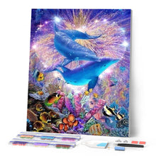 Charger l'image dans la galerie, Broderie Diamant | Broderie Diamant - Dauphins des Mers | animaux Broderie Animaux dauphins | FiguredArt
