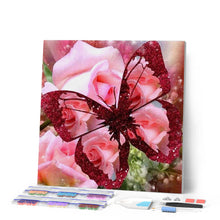 Charger l'image dans la galerie, Broderie Diamant | Broderie Diamant - Papillons et Rose | animaux Broderie Animaux Broderie Fleurs fleurs papillons | FiguredArt
