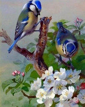 Charger l'image dans la galerie, Broderie Diamant - Diamond Painting Mésanges sur branche 40x50cm toile tendue sur châssis