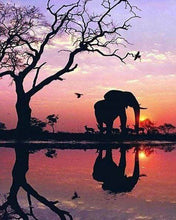 Charger l'image dans la galerie, Broderie Diamant | Broderie Diamant - Eléphant et coucher de Soleil | animaux Broderie Animaux éléphants | FiguredArt