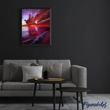 Charger l'image dans la galerie, Broderie Diamant | Broderie Diamant - Vague et Ciel Rouge | Broderie Paysages paysages | FiguredArt