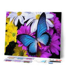Charger l'image dans la galerie, Broderie Diamant | Broderie Diamant - Papillon Bleu et Fleurs | animaux Broderie Animaux fleurs papillons | FiguredArt