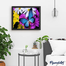 Charger l'image dans la galerie, Broderie Diamant | Broderie Diamant - Papillon Bleu et Fleurs | animaux Broderie Animaux fleurs papillons | FiguredArt