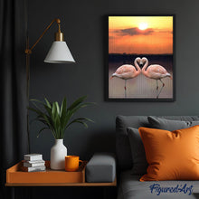 Charger l'image dans la galerie, Broderie Diamant | Broderie Diamant - Couple de Flamants Roses | animaux Broderie Animaux flamants roses | FiguredArt