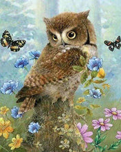 Charger l'image dans la galerie, Broderie Diamant | Broderie Diamant - Chouette et Papillons | animaux Broderie Animaux chouettes et hiboux papillons | FiguredArt