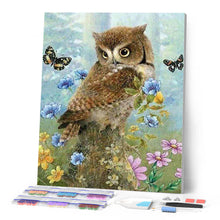 Charger l'image dans la galerie, Broderie Diamant | Broderie Diamant - Chouette et Papillons | animaux Broderie Animaux chouettes et hiboux papillons | FiguredArt