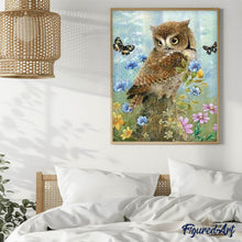 Charger l'image dans la galerie, Broderie Diamant | Broderie Diamant - Chouette et Papillons | animaux Broderie Animaux chouettes et hiboux papillons | FiguredArt