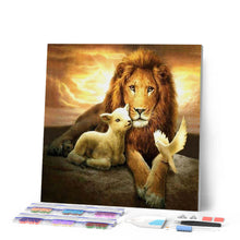Charger l'image dans la galerie, Broderie Diamant | Broderie Diamant - Lion Brebis et Oiseau | animaux Broderie Animaux lions oiseaux | FiguredArt