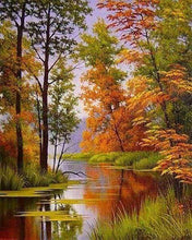 Charger l'image dans la galerie, Broderie Diamant - Diamond Painting Lac en Automne 40x50cm toile tendue sur châssis
