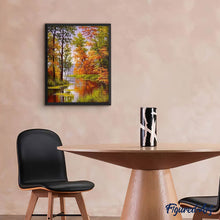 Charger l'image dans la galerie, Broderie Diamant - Lac en Automne 40x50cm toile tendue sur châssis