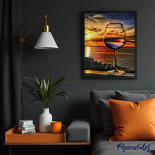 Charger l'image dans la galerie, Broderie Diamant | Broderie Diamant - Verre et Horizon de la Mer | Broderie Paysages paysages | FiguredArt