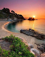Charger l'image dans la galerie, Broderie Diamant | Broderie Diamant - Plage calme et Coucher de Soleil | Broderie Paysages paysages | FiguredArt
