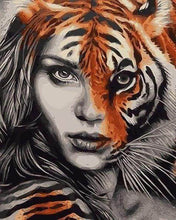 Charger l'image dans la galerie, Broderie Diamant | Broderie Diamant - Femme Tigre | animaux Broderie Animaux tigres | FiguredArt