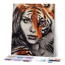 Charger l'image dans la galerie, Broderie Diamant | Broderie Diamant - Femme Tigre | animaux Broderie Animaux tigres | FiguredArt