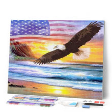 Charger l'image dans la galerie, Broderie Diamant | Broderie Diamant - Aigle Drapeau USA | aigles animaux Broderie Animaux | FiguredArt