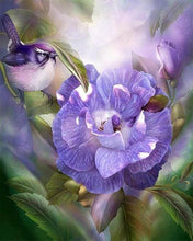 Charger l'image dans la galerie, Broderie Diamant | Broderie Diamant - Fleur Violette et Oiseau | animaux Broderie Animaux Broderie Fleurs fleurs oiseaux | FiguredArt