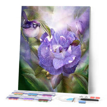 Charger l'image dans la galerie, Broderie Diamant | Broderie Diamant - Fleur Violette et Oiseau | animaux Broderie Animaux Broderie Fleurs fleurs oiseaux | FiguredArt