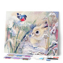 Charger l'image dans la galerie, Broderie Diamant | Broderie Diamant - Lapin blanc dans la Neige | animaux Broderie Animaux hiver lapins | FiguredArt