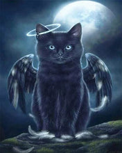 Charger l'image dans la galerie, Broderie Diamant | Broderie Diamant - Chat noir Ange | animaux Broderie Animaux chats | FiguredArt