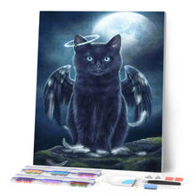 Charger l'image dans la galerie, Broderie Diamant | Broderie Diamant - Chat noir Ange | animaux Broderie Animaux chats | FiguredArt