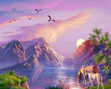 Charger l'image dans la galerie, Broderie Diamant | Broderie Diamant - Chevaux se désaltérant | animaux Broderie Animaux chevaux | FiguredArt