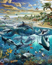 Charger l'image dans la galerie, Broderie Diamant | Broderie Diamant - Poissons et Dauphins | animaux Broderie Animaux dauphins poissons | FiguredArt