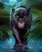 Charger l'image dans la galerie, Broderie Diamant | Broderie Diamant - Panthère noire menaçante | animaux Broderie Animaux panthère | FiguredArt