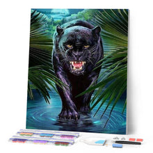 Charger l'image dans la galerie, Broderie Diamant | Broderie Diamant - Panthère noire menaçante | animaux Broderie Animaux panthère | FiguredArt