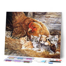 Charger l'image dans la galerie, Broderie Diamant | Broderie Diamant - Chatons et Poule | animaux Broderie Animaux chats | FiguredArt