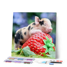 Charger l'image dans la galerie, Broderie Diamant | Broderie Diamant - Bébé Cochon et Fraise | animaux Broderie Animaux | FiguredArt