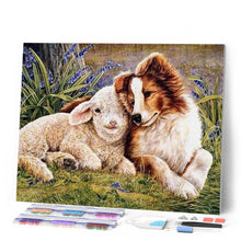Charger l'image dans la galerie, Broderie Diamant | Broderie Diamant - Chien et Agneau | animaux Broderie Animaux chiens | FiguredArt