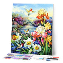 Charger l'image dans la galerie, Broderie Diamant | Broderie Diamant - Colibri près de la Rivière | animaux Broderie Animaux Broderie Fleurs fleurs | FiguredArt