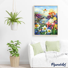 Charger l'image dans la galerie, Broderie Diamant | Broderie Diamant - Colibri près de la Rivière | animaux Broderie Animaux Broderie Fleurs fleurs | FiguredArt