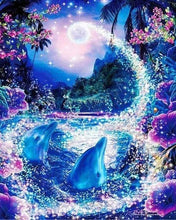 Charger l'image dans la galerie, Broderie Diamant | Broderie Diamant - Dauphins et Rivière enchantée | animaux Broderie Animaux Broderie Paysages dauphins paysages |