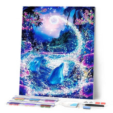 Charger l'image dans la galerie, Broderie Diamant | Broderie Diamant - Dauphins et Rivière enchantée | animaux Broderie Animaux Broderie Paysages dauphins paysages |