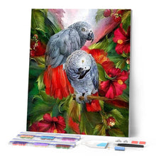 Charger l'image dans la galerie, Broderie Diamant | Broderie Diamant - Perroquets Gris et Rouges | animaux Broderie Animaux oiseaux perroquets | FiguredArt