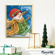 Charger l'image dans la galerie, Broderie Diamant | Broderie Diamant - Bonhomme de Neige et Veste verte | Broderie Paysages hiver paysages | FiguredArt