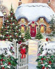 Charger l'image dans la galerie, Broderie Diamant | Broderie Diamant - Maison accueillante en Hiver | Broderie Paysages hiver paysages | FiguredArt